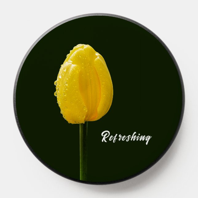 Simple Yellow Flower On Black Inspiring Quote  PopSocket (Popsocket)