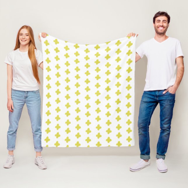 Simple Yellow Flowers Floral Pattern Throw Pillow Fleece Blanket (In Situ)