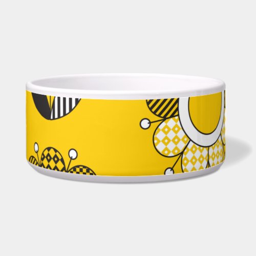 Simple Yellow Folk Floral Pattern Bowl