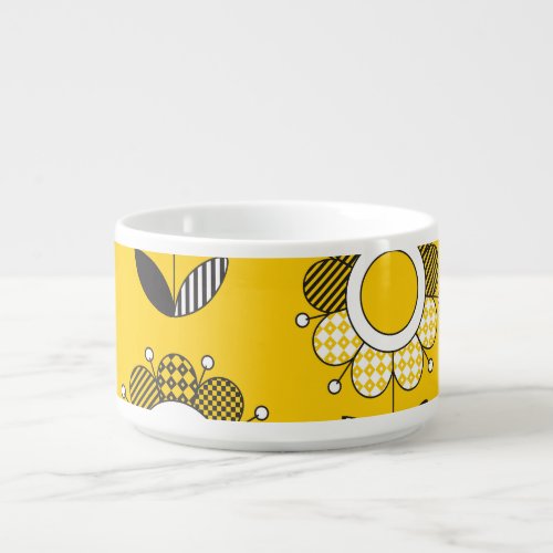 Simple Yellow Folk Floral Pattern Bowl
