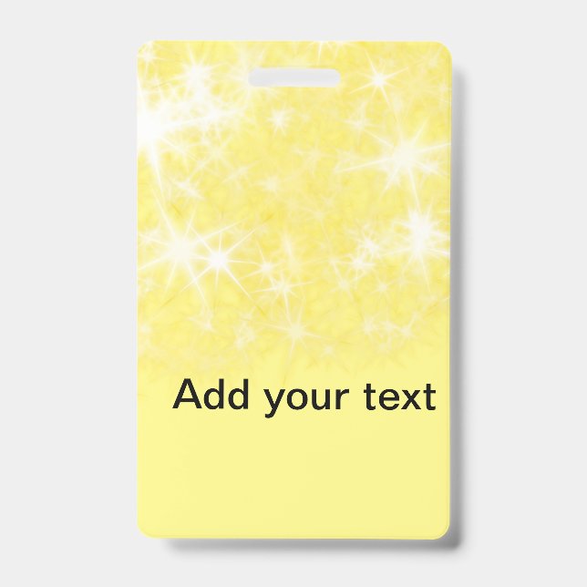 Simple yellow glitter sparkle stars add your text  badge (Front)