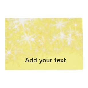 Simple yellow glitter sparkle stars add your text  placemat