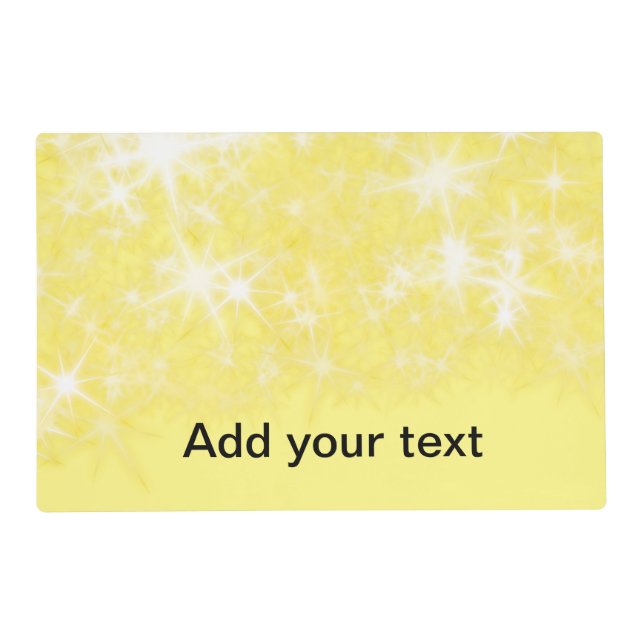 Simple yellow glitter sparkle stars add your text  placemat (Front)