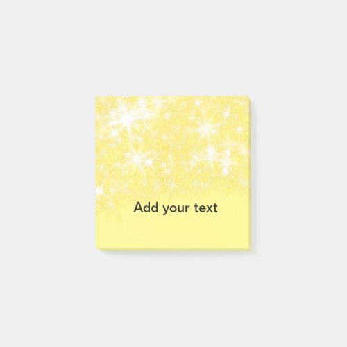 Simple yellow glitter sparkle stars add your text  post_it notes