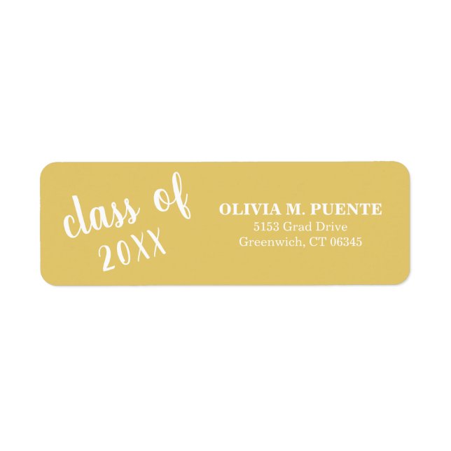 Simple Yellow Gold Graduation Return Address Label (Front)