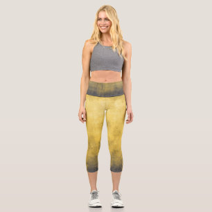 Simple Yellow Gray Abstract Capri Leggings