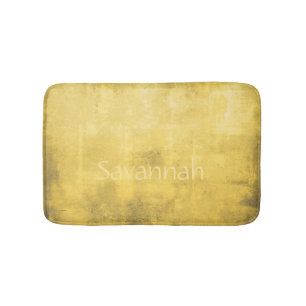 Simple Yellow Gray Abstract Your Name Bath Mat