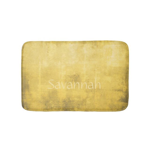 Simple Yellow Gray Abstract Your Name Bath Mat (Front)