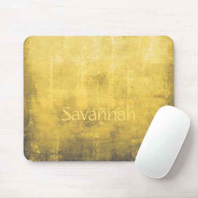 Simple Yellow Gray Abstract Your Name Mouse Pad (With Mouse)
