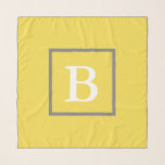 Simple Yellow Gray  and White Monogram Template Scarf<br><div class="desc">Yellow chiffon scarf has a large white monogram in the center,  which you can personalize with your initial.</div>