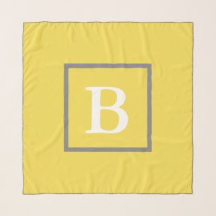 Simple Yellow Gray  and White Monogram Template Scarf