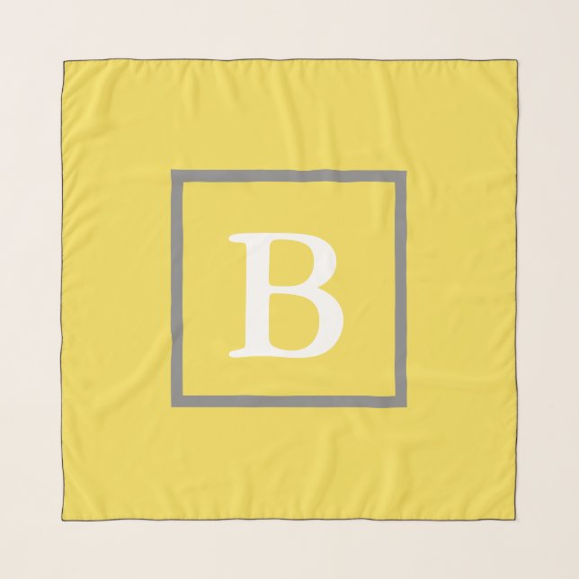 Simple Yellow Gray  and White Monogram Template Scarf (Front)