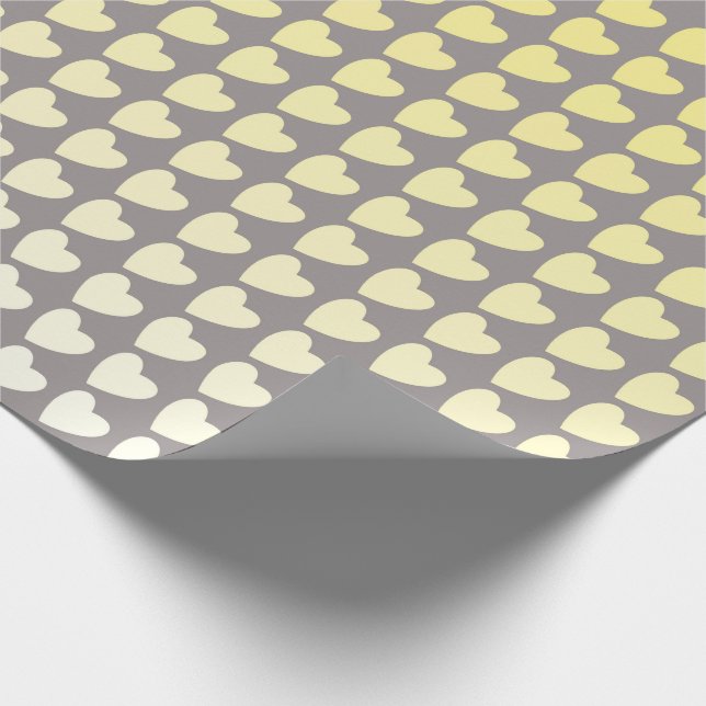 Simple Yellow Gray Heart Pattern Girly Pattern Wrapping Paper (Corner)