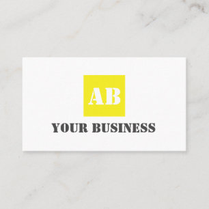 Simple yellow gray Monogram Construction Electric Business Card