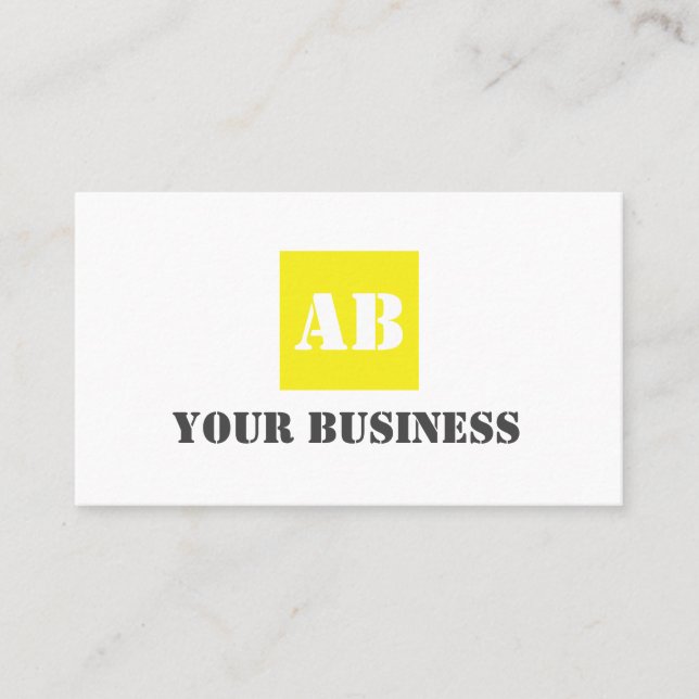 Simple yellow gray Monogram Construction Electric Business Card (Front)