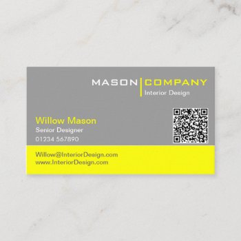 Simple Yellow Gray Qr - Professional Business Card by ImageAustralia at Zazzle