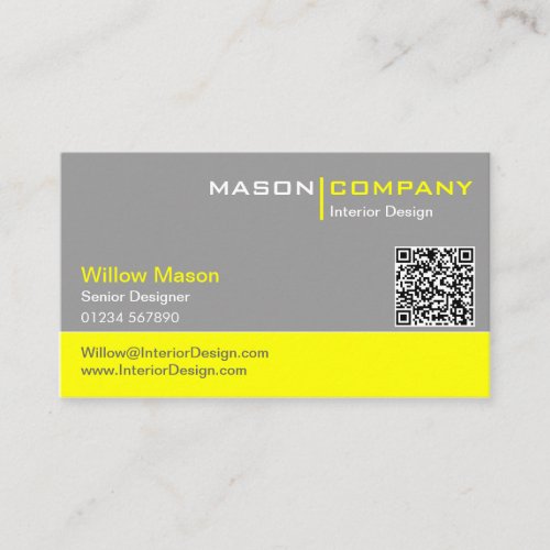 Simple Yellow Gray QR _ Professional Business Card