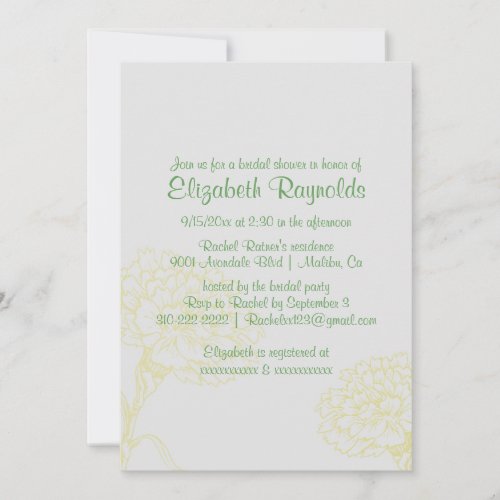 Simple Yellow &amp; Green Bridal Shower Invitations