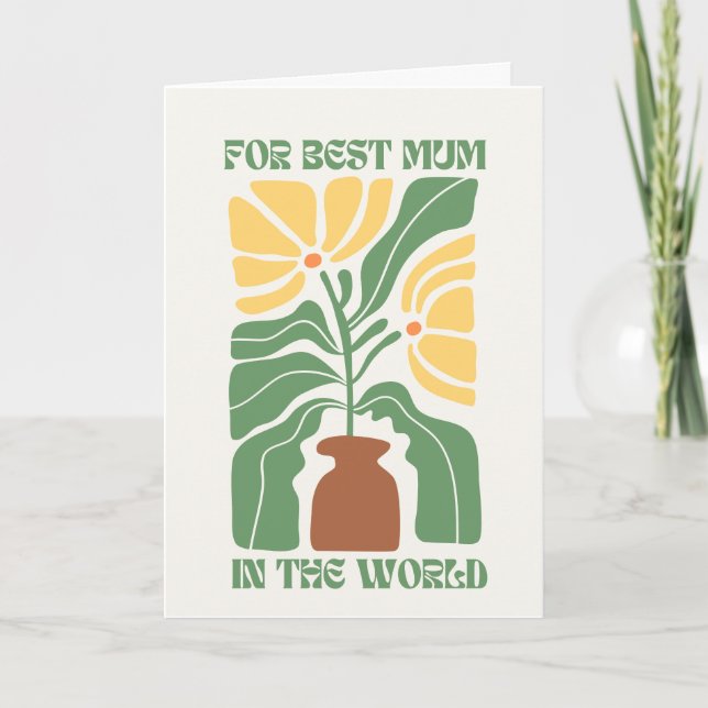 simple yellow green flower for mum flowy thank you card (Front)