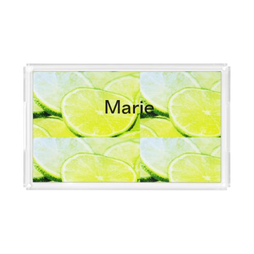 Simple yellow green lemon add name minimal custom  acrylic tray