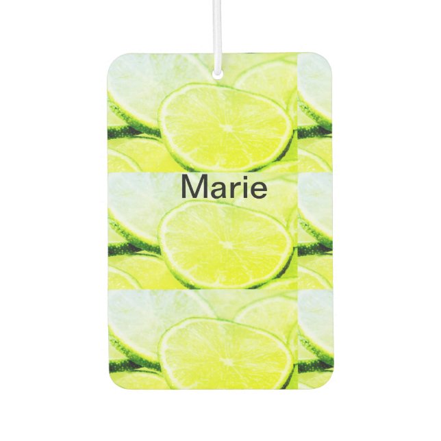 Simple yellow green lemon add name minimal custom  air freshener (Front)