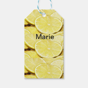 Simple yellow green lemon add name minimal custom  gift tags