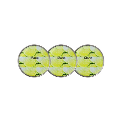 Simple yellow green lemon add name minimal custom  golf ball marker