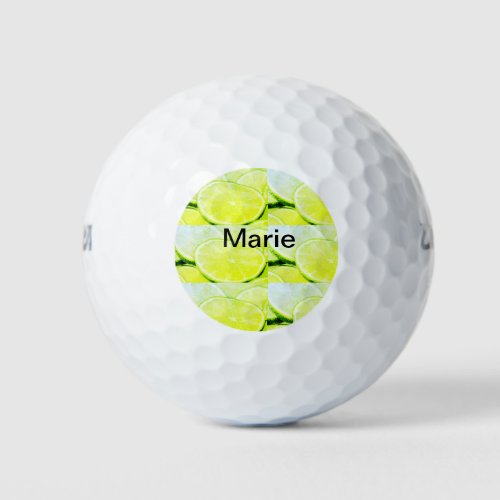 Simple yellow green lemon add name minimal custom  golf balls