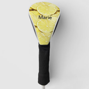 Simple yellow green lemon add name minimal custom golf head cover
