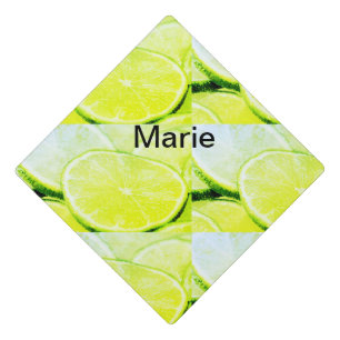 Simple yellow green lemon add name minimal custom graduation cap topper