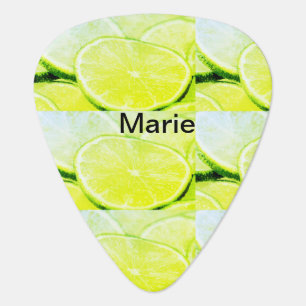 Simple yellow green lemon add name minimal custom guitar pick