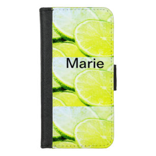 Simple yellow green lemon add name minimal custom iPhone 8/7 wallet case