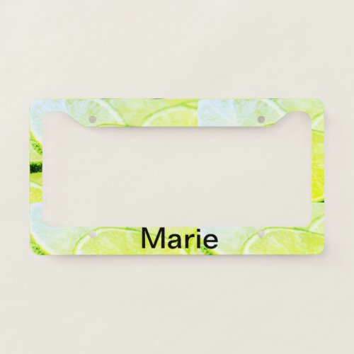 Simple yellow green lemon add name minimal custom  license plate frame