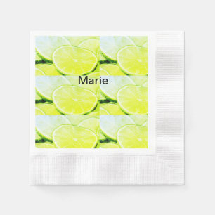 Simple yellow green lemon add name minimal custom  napkins