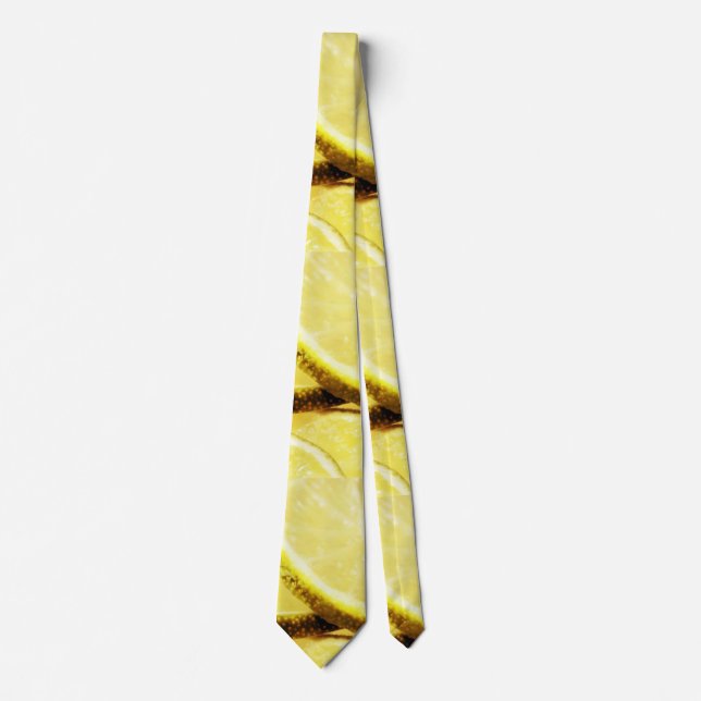Simple yellow green lemon add name minimal custom  neck tie (Front)