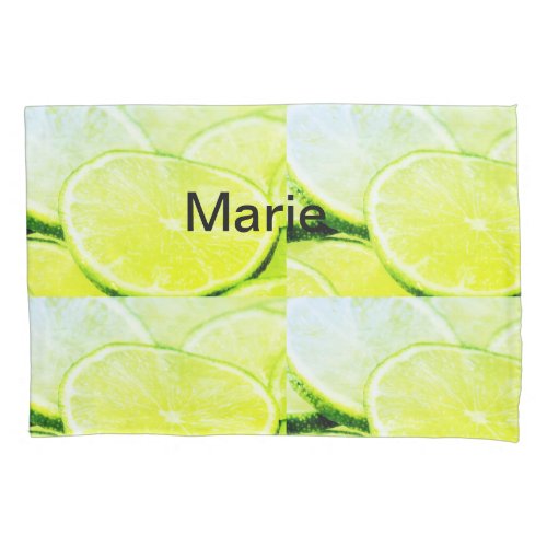 Simple yellow green lemon add name minimal custom  pillow case