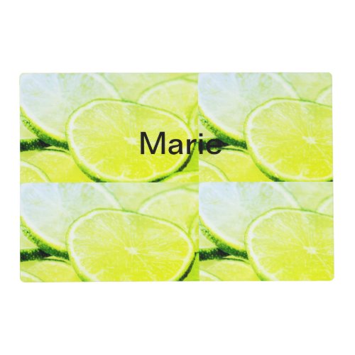 Simple yellow green lemon add name minimal custom  placemat