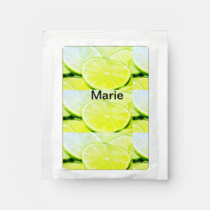 Simple yellow green lemon add name minimal custom tea bag drink mix