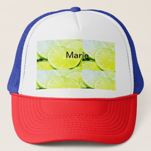 Simple yellow green lemon add name minimal custom  trucker hat