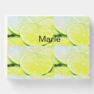 Simple yellow green lemon add name minimal custom wooden box sign