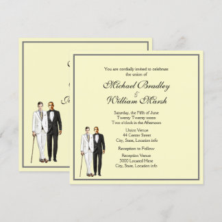Simple Yellow Groom and Groom Gay Wedding Invite