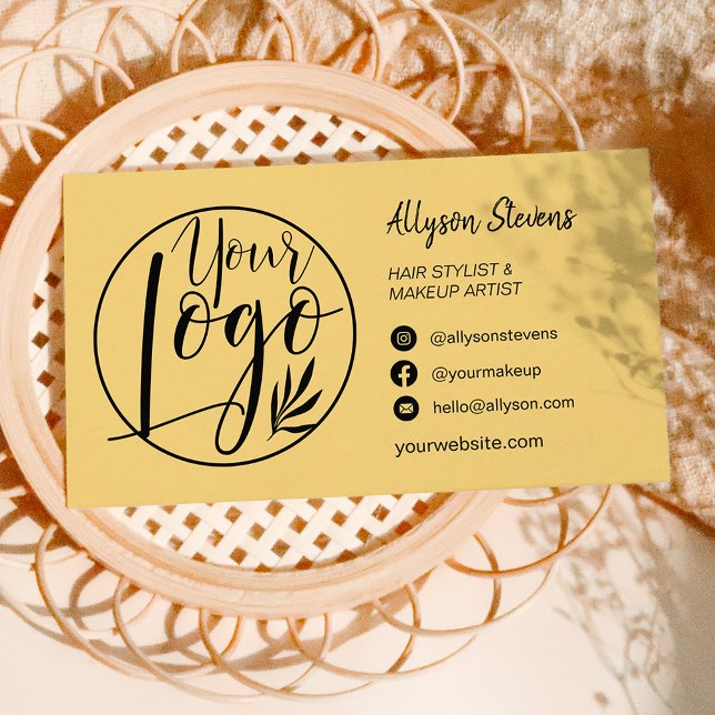 Simple yellow hair makeup photo logo qr code business card (Creator Uploaded)