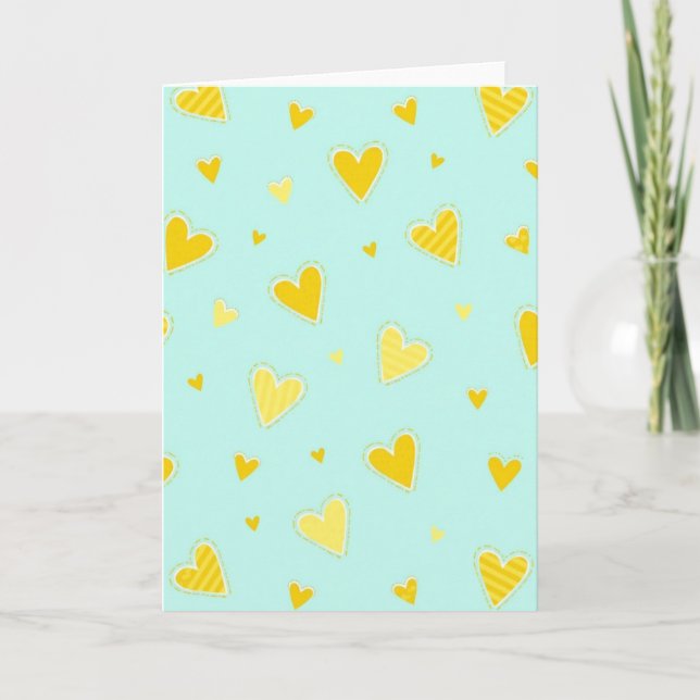 Simple Yellow Heart Pattern Card (Front)