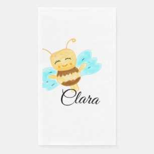 Simple yellow honey bee watercolor add name custom paper guest towels