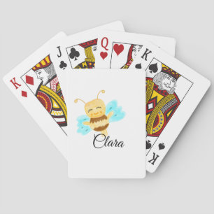 Simple yellow honey bee watercolor add name custom poker cards