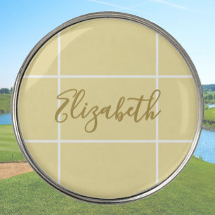 Simple yellow minimalist custom name ladies golf ball marker