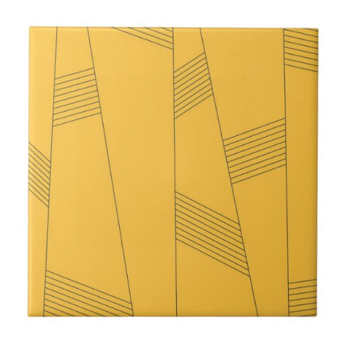 Simple yellow modern abstract graphic design ceramic tile