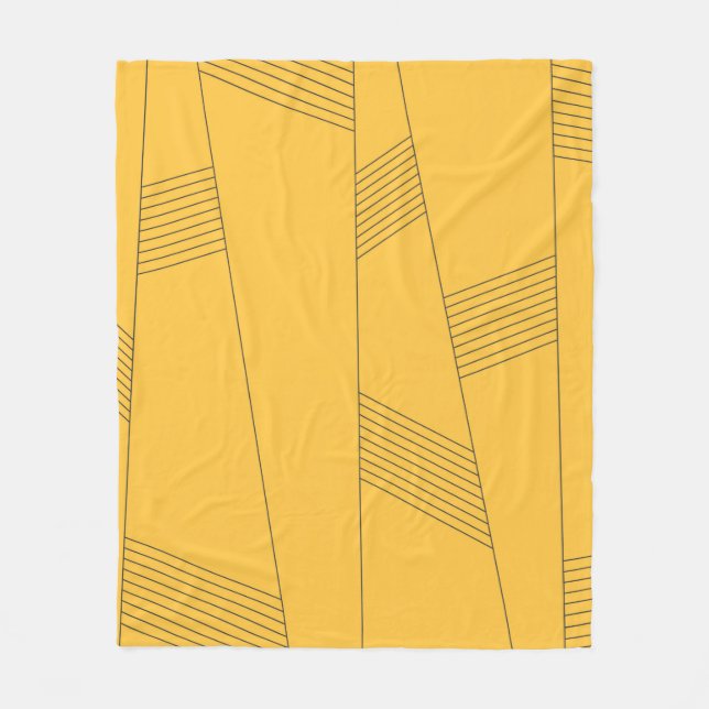 Simple, yellow, modern abstract graphic design fleece blanket (Front)