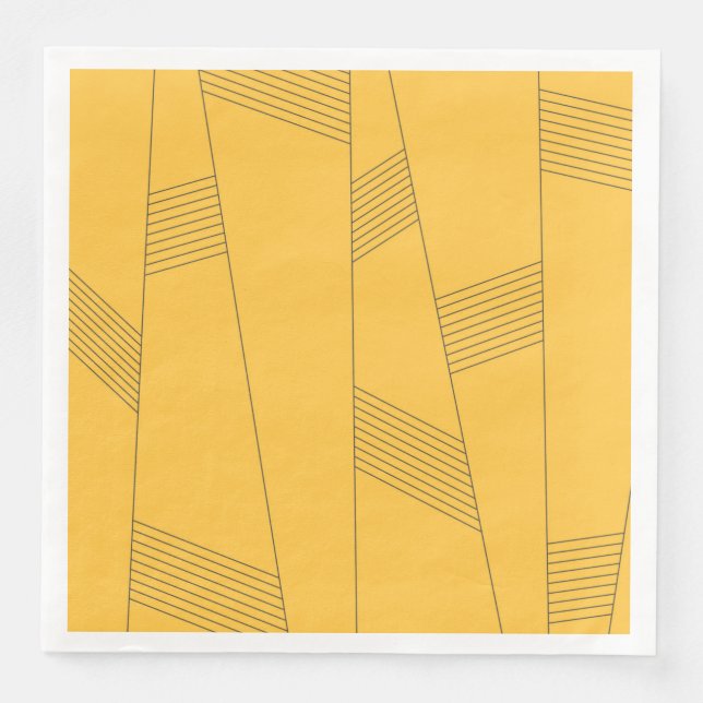 Simple, yellow, modern abstract graphic design paper dinner napkins (Front)