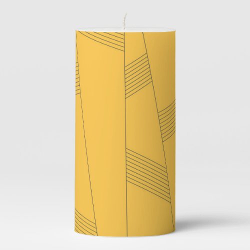 Simple yellow modern abstract graphic design pillar candle